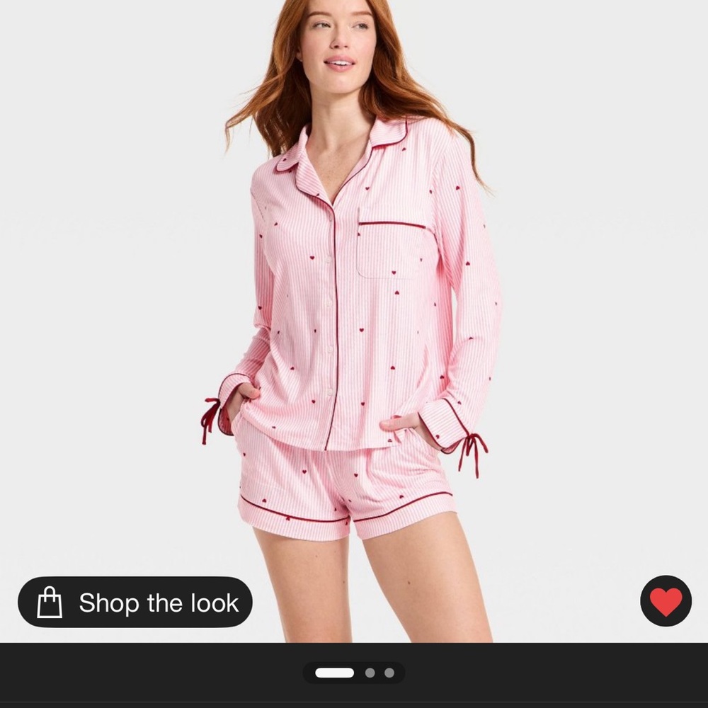 Women's Pink Striped Auden size XS TARGET Pajama Set with Heart Accents
